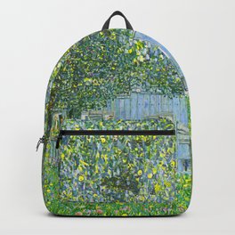 Klimt - Farmhouse in Upper Austria (new editing) Backpack | Birchtree, Teal, Painting, Attersea, Painter, Landscape, Naturalist, Farm, Gustavklimt, Green 