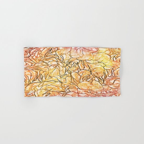 Orange Painterly Floral Abstract Hand & Bath Towel
