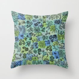 Floral Bloomers in Cool Throw Pillow