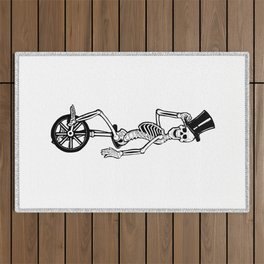 Skeleton Sir on Unicycle Articulated Paper Doll  Outdoor Rug