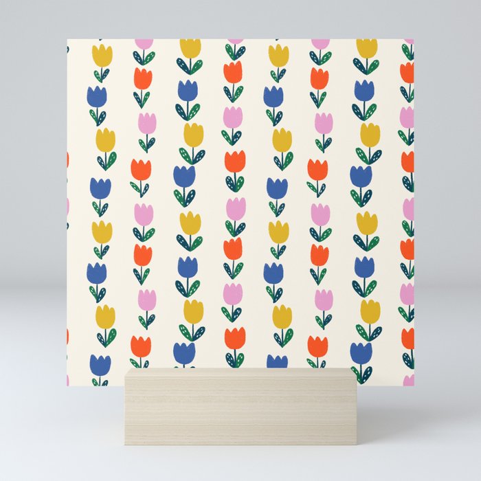 Whimsical Tulips Pattern Mini Art Print