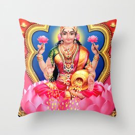 Goddess Lakshmi Hindu Painting Throw Pillow