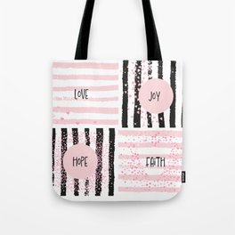 Love Joy Hope Faith in Black and Pink - Christmas Gift Ideas for the Holiday Season Tote Bag