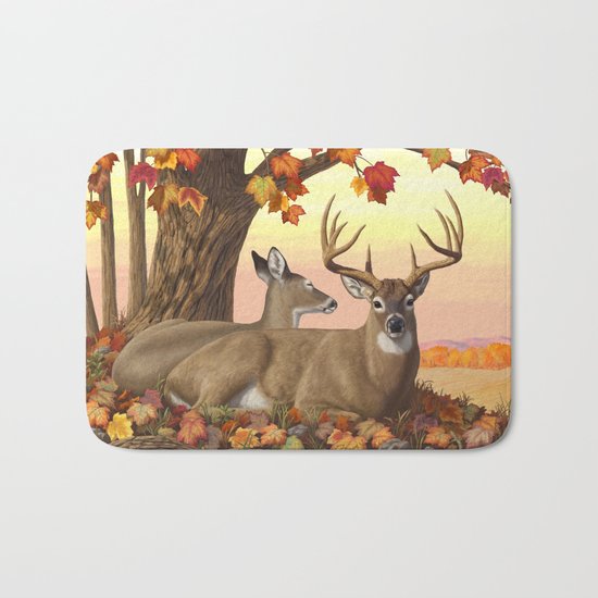 Hilltop Retreat Whitetail Deer Painting Bath Mat