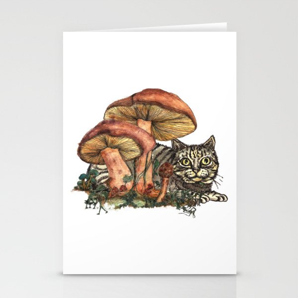 Mushroom and Cat Stationery Cards