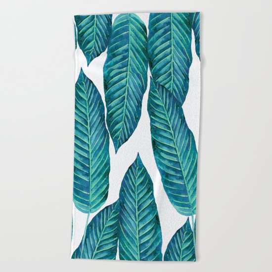 Blue Banana Leaves #society6 Beach Towel