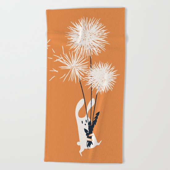Bunny and Dandelion Bouquet Beach Towel