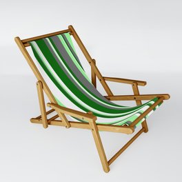 [ Thumbnail: White, Green, Dim Gray, and Dark Green Colored Lines Pattern Sling Chair ]
