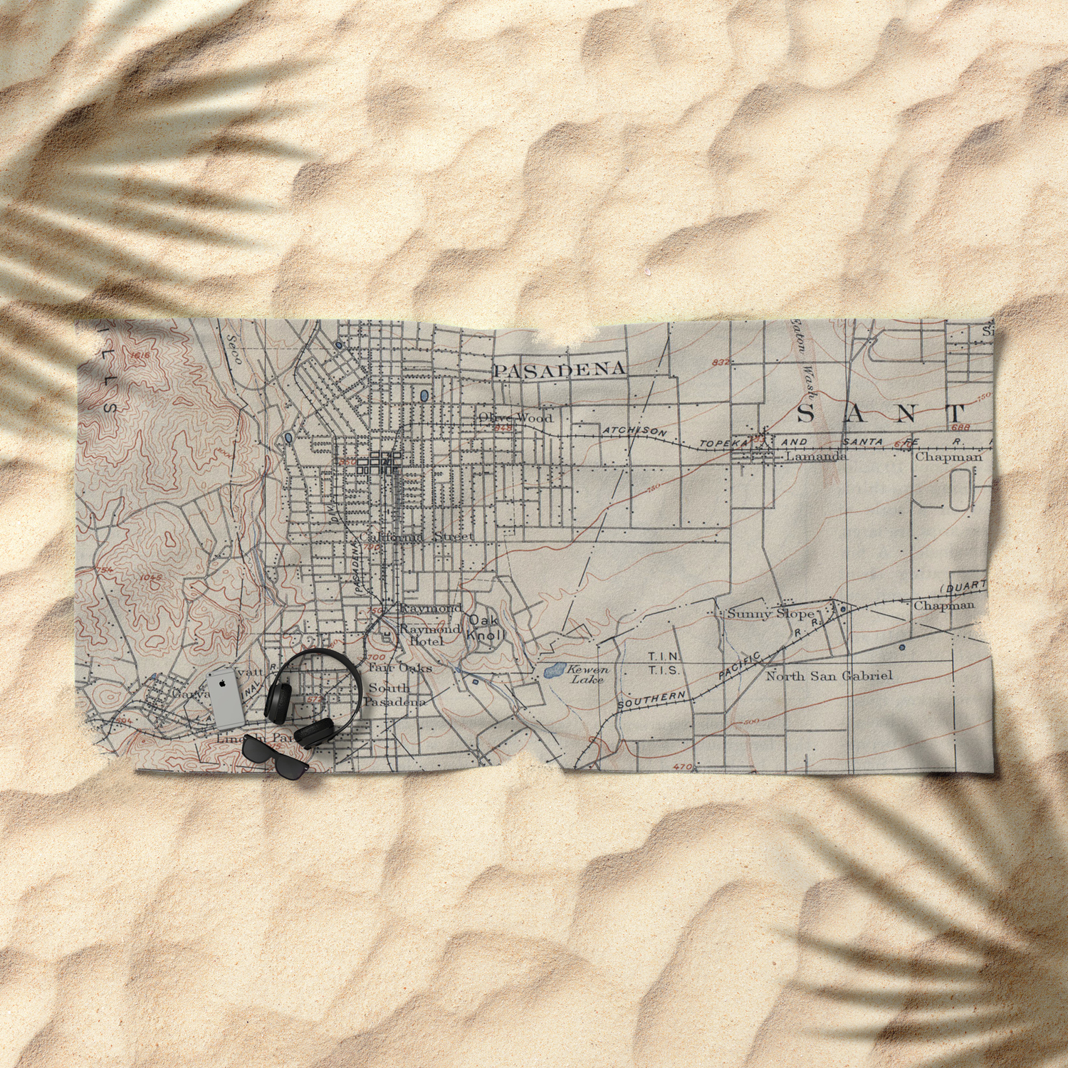 Vintage Map Of Pasadena California 1894 Beach Towel By Bravuramedia Society6