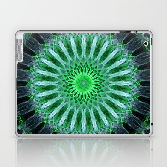 Glowing and pastel green mandala Laptop & iPad Skin