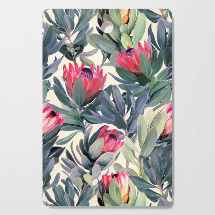 Painted Protea Pattern Cutting Board