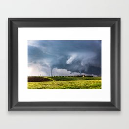 Twins - Two Tornadoes Touch Down Near Dodge City Kansas Framed Art Print