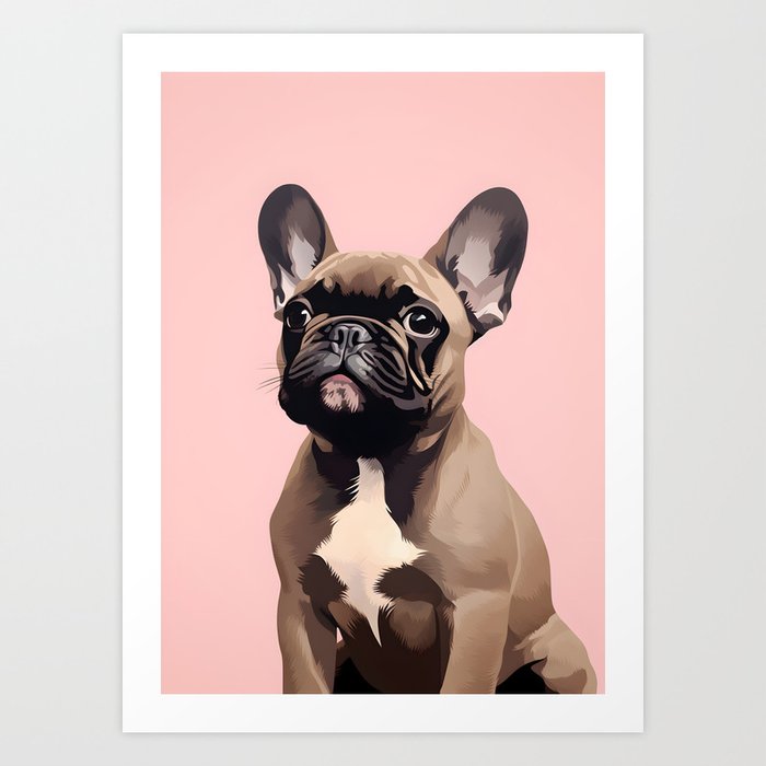 Brown french bulldog Art Print