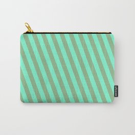 [ Thumbnail: Aquamarine & Dark Sea Green Colored Stripes Pattern Carry-All Pouch ]