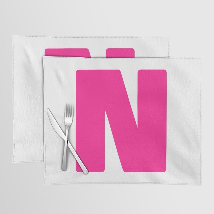N (Dark Pink & White Letter) Placemat