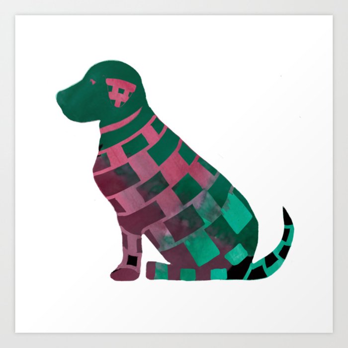 Checkerboard dog Art Print