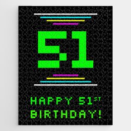 [ Thumbnail: 51st Birthday - Nerdy Geeky Pixelated 8-Bit Computing Graphics Inspired Look Jigsaw Puzzle ]