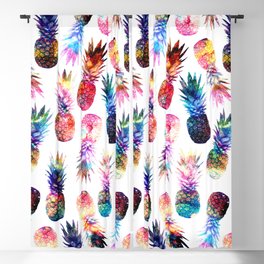 watercolor and nebula pineapples illustration pattern Blackout Curtain