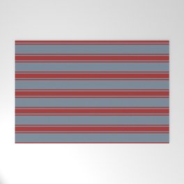 [ Thumbnail: Light Slate Gray & Brown Colored Pattern of Stripes Welcome Mat ]