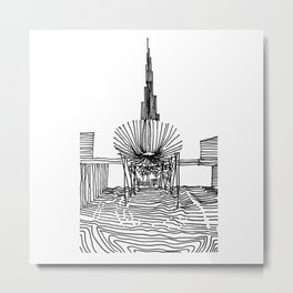 Dubai: Horro Vacui on an Urban Level Metal Print | Black and White, Architecture, Vector, Abstract 