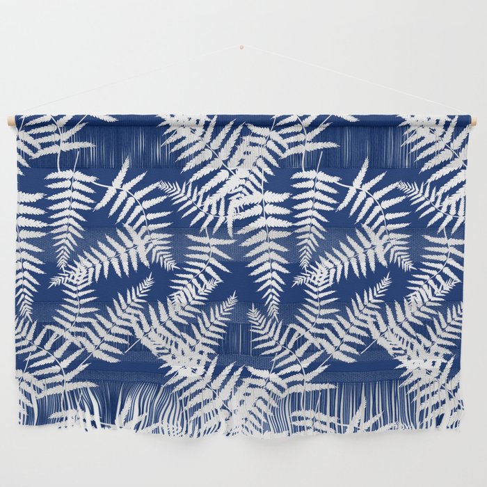 Blue And White Fern Leaf Pattern Wall Hanging