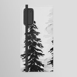 Evergreens in black white, minimalist forest Android Wallet Case