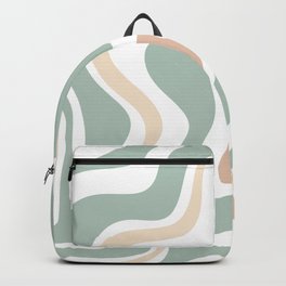 Liquid Swirl Abstract Pattern in Celadon Sage Backpack | Trippy, Pastel, Sage, Contemporary, Pattern, Boho, Celadon, Kierkegaard Design, Trendy, Cute 
