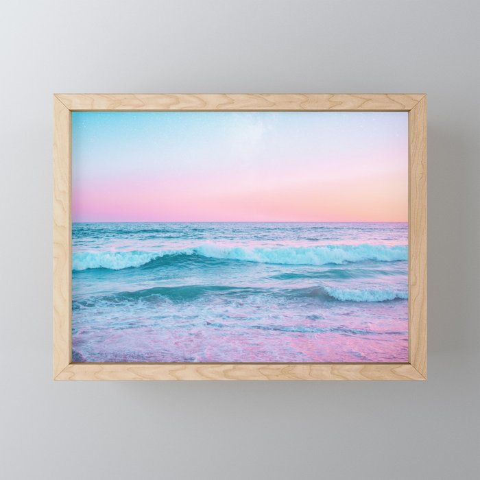 Candy Waves | Pastel Ocean Shoreline off Coast of California  Framed Mini Art Print