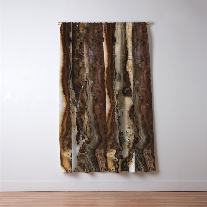 Brown Fudge Marble Pattern With Cream Ribbons Blackout Curtain By