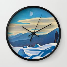 The Trapper, Winter Mountain landscape painting by Rockwell Kent Wall Clock