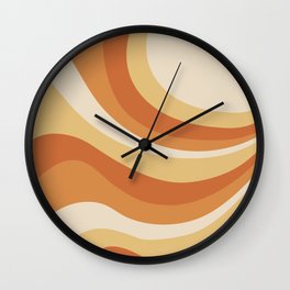 Retro Abstract Waves in Orange and Cream Wall Clock