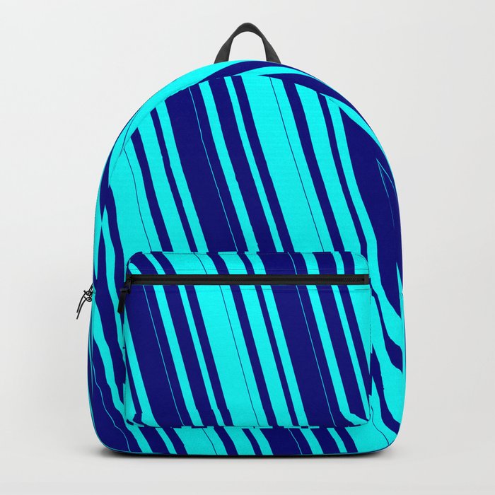 Cyan & Blue Colored Lined Pattern Backpack