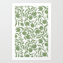 Abstract Tulip Pattern in Sage Green Art Print