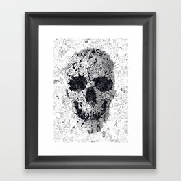 Doodle Skull BW Framed Art Print