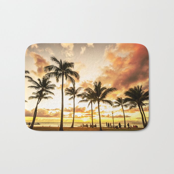Typical Picturesque Waikiki Beach Sunset Bath Mat