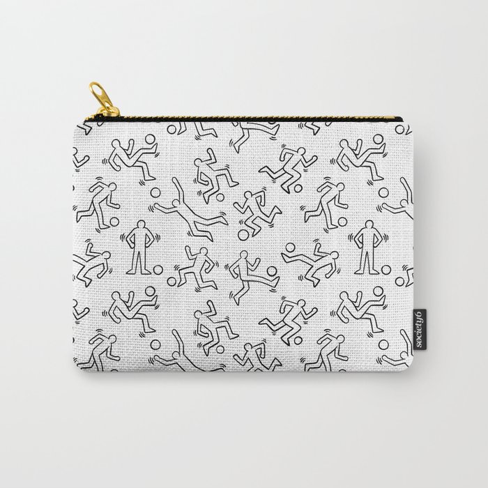 Soccer players doodle pattern. Digital Illustration Background Carry-All Pouch