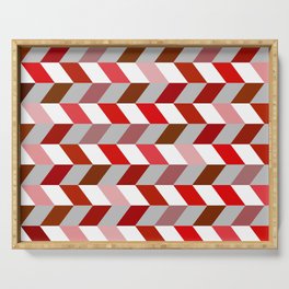 Abstract Dark Red Light Red and White Zig Zag Background. Serving Tray