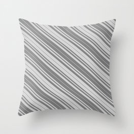 [ Thumbnail: Gray & Light Grey Colored Lined Pattern Throw Pillow ]