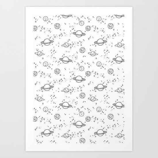 UNIVERSE BLACK AND WHITE Art Print