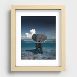 elephant in the sea Recessed Framed Print