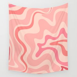 Retro Liquid Swirl Abstract in Soft Pink Wall Tapestry