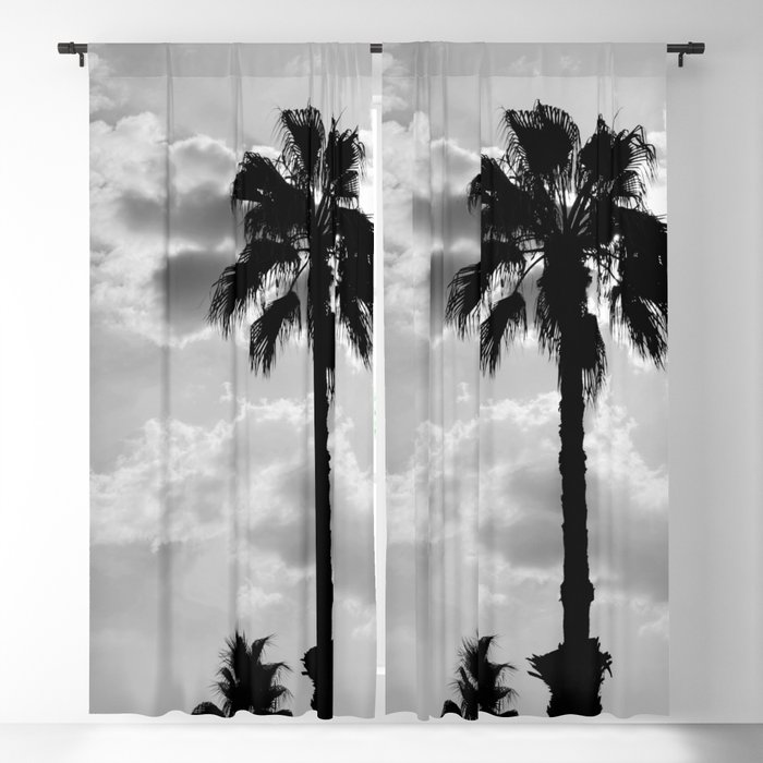 Palm Trees In Black And White Blackout Curtain