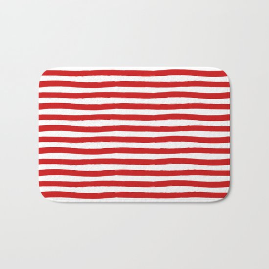 Red Horizontal Stripes Bath Mat