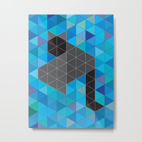 Black kitten in a sea of Triangles Metal Print
