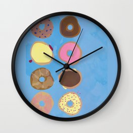 Donuts Wall Clock | Donuts, Blueberry, Jellydonut, Chocolate, Sprinkles, Bakedgoods, Krispykreme, Sweets, Vanilla, Illustrator 