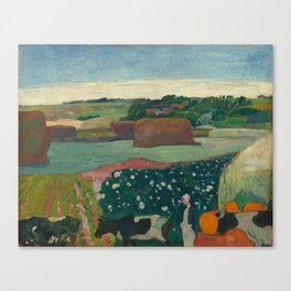 Haystacks in Brittany Oil Painting by Paul Gauguin Canvas Print