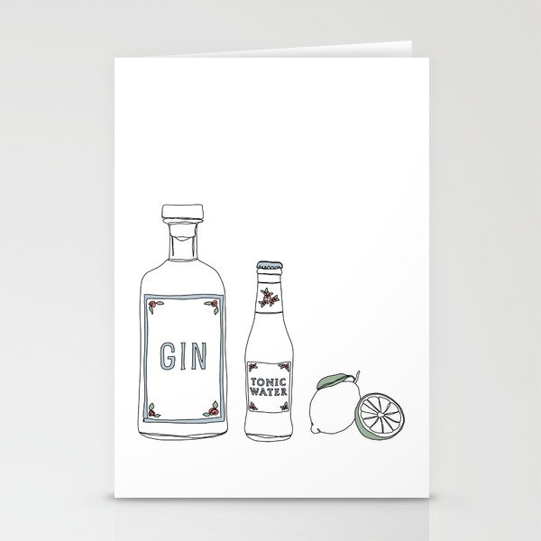 Gin tonic and lime illustration Stationery Cards