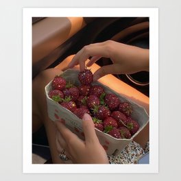 STRAWBERRY LOVE | collage | red | yummy | sunshine | summer | style | vintage | food | bling | glow  Art Print