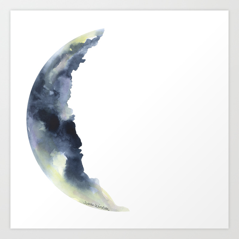 Crescent Moon Watercolor Art Print By Susanwindsor Society6