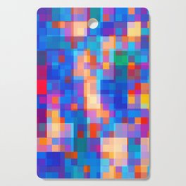 geometric pixel square pattern abstract background in blue red pink Cutting Board